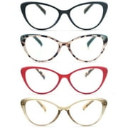 MODFANS Women Reading Glasses Blue Light Blocking Ladies Readers Spring Hinges,Anti Glare Eyestrain,Cat eye Computer Eyeglasses
